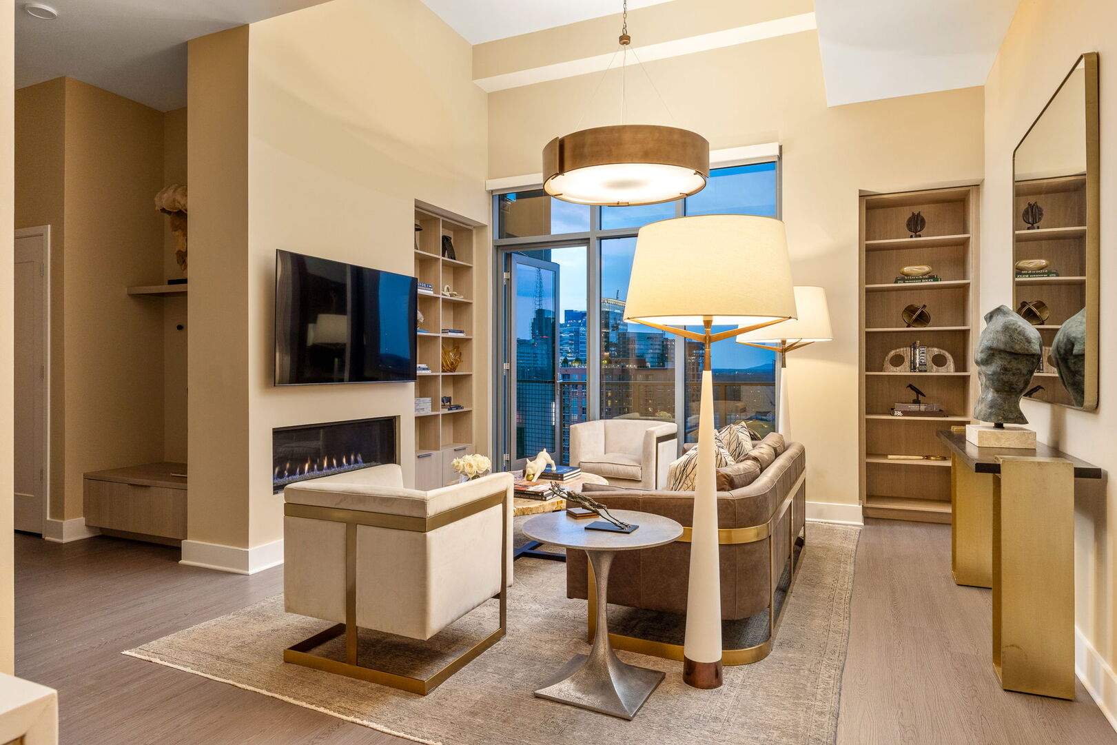 Living room featuring a 65 Living room featuring a 65